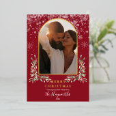 クリスマスアーチフォトフローラ緑 箔シーズンカード (立ち正面)