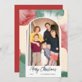 クリスマスアーチ型フォト抽象芸術水色 シーズンカード (正面/裏面)