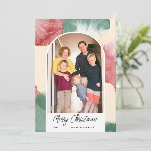 クリスマスアーチ型フォト抽象芸術水色 シーズンカード (スタンド正面)