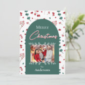 クリスマスアーチ植物観葉家族の写真 シーズンカード (スタンド正面)