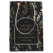 クリスマスアーチ水彩植物性フローラ包み ミディアムペーパーバッグ (正面)