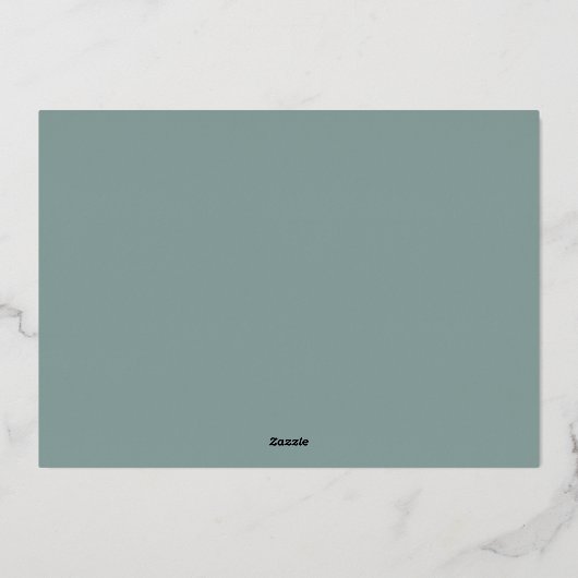 クリスマスアーチ1写真ミニマルモダンリストブルー金ゴールド 箔シーズンカード (裏面)