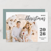 クリスマスアーチ1写真ミニマルモダンリストブルー シーズンカード (正面/裏面)