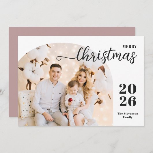 クリスマスアーチ1写真ミニマルモダンリストマウーブ シーズンカード (正面/裏面)