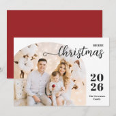 クリスマスアーチ1写真ミニマルモダンリストレッド シーズンカード (正面/裏面)