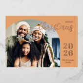 クリスマスアーチ1写真ミニマルモダンリスト金ゴールド 箔シーズンカード (正面)