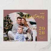 クリスマスアーチ1写真ミニマルモダンリスト 箔シーズンカード (正面)