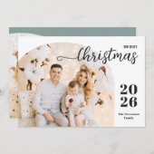 クリスマスアーチ2枚のミニマルモダンリストブルー シーズンカード (正面/裏面)