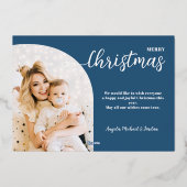 クリスマスアーチ2枚のミニマルモダンリストブルー 箔シーズンカード (裏面)