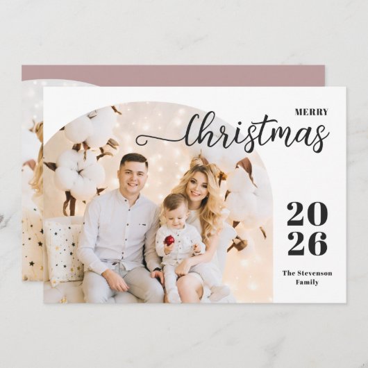 クリスマスアーチ2枚のミニマルモダンリストマウーブ シーズンカード (正面/裏面)