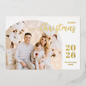 クリスマスアーチ2枚のミニマルモダンリストマウーブ 箔シーズンカード (正面)