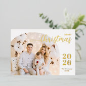 クリスマスアーチ2枚のミニマルモダンリストマウーブ 箔シーズンカード (立ち正面)