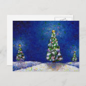 クリスマスアートおもしろいカラフルツリー絵画オリジナル シーズンポストカード (正面/裏面)