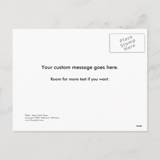 クリスマスアートおもしろいカラフルツリー絵画オリジナル シーズンポストカード (裏面)