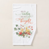 クリスマスアートすべては穏やかである全ては明るい引用文 ハンドタオル (ハンドタオル)