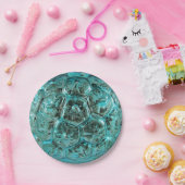 クリスマスアートガラスアクアティール(緑がかった色)ブルーボール ペーパープレート (パーティー)