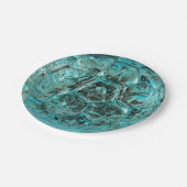 クリスマスアートガラスアクアティール(緑がかった色)ブルーボール ペーパープレート (アングル)