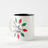 クリスマスアートクリスマスクリスマスグラフィックのようにライトアップ引用文 ツートーンマグカップ (正面左)