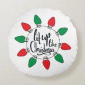 クリスマスアートクリスマスクリスマスグラフィックのようにライトアップ引用文 ラウンドクッション (正面)