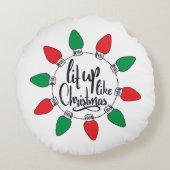 クリスマスアートクリスマスクリスマスグラフィックのようにライトアップ引用文 ラウンドクッション (裏面)