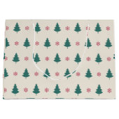 クリスマスアートパターンワンリトルクリスマスツリーTh ラージペーパーバッグ (正面)