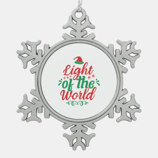 クリスマスアートライトオブザワールド スノーフレークピューターオーナメント (正面)