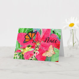 クリスマスアート（昆虫）オオカバマダラ、モナーク蝶と蜂雀 カード