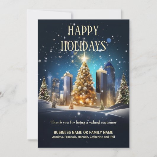 クリスマスアーバンスカイライン雪ビジネスのロゴqrコード シーズンカード (正面)