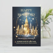 クリスマスアーバン金ゴールドツリーブルー感謝していチップ シーズンカード (スタンド正面)