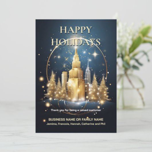 クリスマスアーバン金ゴールドツリーブルー感謝していチップ シーズンカード (スタンド正面)