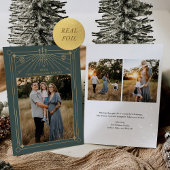 クリスマスアールデコラインアートグリーンフォト金ゴールド 箔シーズンカード