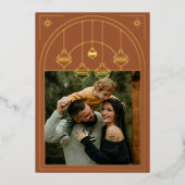 クリスマスアールデコラインアートテラコッタフォト金ゴールド 箔シーズンカード (正面)