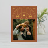 クリスマスアールデコラインアートテラコッタフォト金ゴールド 箔シーズンカード (立ち正面)