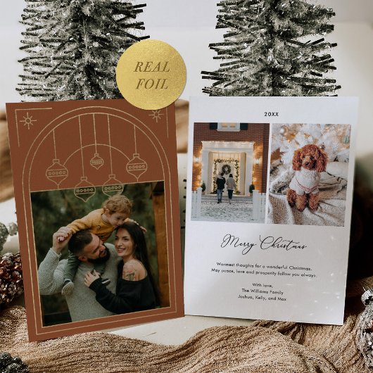 クリスマスアールデコラインアートテラコッタフォト金ゴールド 箔シーズンカード