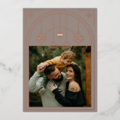 クリスマスアールデコラインアートトゥーペフォトバラ金ゴールド 箔シーズンカード (正面)