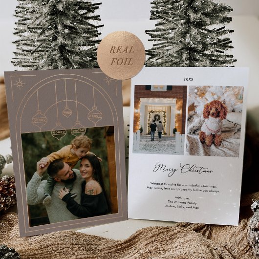 クリスマスアールデコラインアートトゥーペフォトバラ金ゴールド 箔シーズンカード