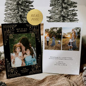 クリスマスアールデコラインアートフォトブラック金ゴールド 箔シーズンカード