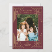 クリスマスアールデコラインアートフォトホリデーカード 招待状 (正面)