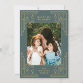 クリスマスアールデコラインアートフォトホリデーカード 招待状 (正面)