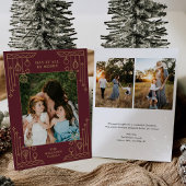 クリスマスアールデコラインアートフォトホリデーカード 招待状