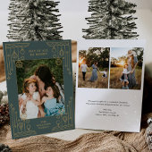 クリスマスアールデコラインアートフォトホリデーカード 招待状