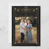 クリスマスアールデコラインアートフォトホリデーカード 招待状 (正面)