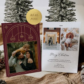 クリスマスアールデコラインアートブルゴーニュ写真金ゴールド 箔シーズンカード