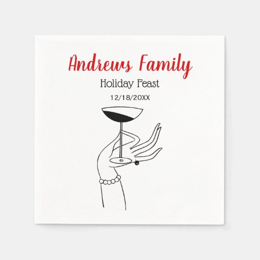 クリスマスアールデコレディーズホールディングシャンパングラス スタンダードカクテルナプキン (正面)