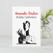 クリスマスアールデコレディーパールブラックトランプ 招待状 (スタンド正面)