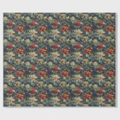 クリスマスアールヌーボーフローラルパターン ラッピングペーパー (フラット)