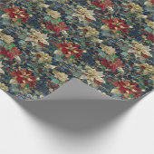 クリスマスアールヌーボーフローラルパターン ラッピングペーパー (角)