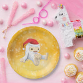 クリスマスイェティ人形の金ゴールド《写真》ぼけ味背景 ペーパープレート (パーティー)