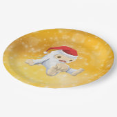 クリスマスイェティ人形の金ゴールド《写真》ぼけ味背景 ペーパープレート (アングル)