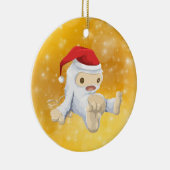 クリスマスイェティ人形(金ゴールド《写真》ぼけ味背景) セラミックオーナメント (右)